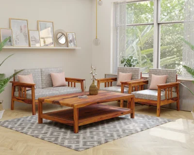 Falcon 2+1+1 Seater Wooden Sofa Set 