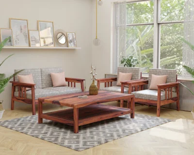 Falcon 2+1+1 Seater Wooden Sofa Set 