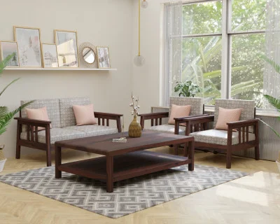 Falcon 2+1+1 Seater Wooden Sofa Set 