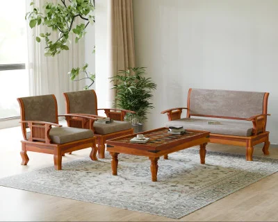 Eterna 2+1+1 Seater Wooden Sofa 