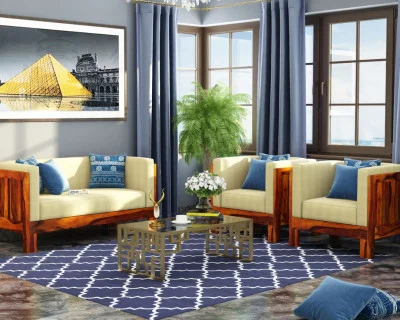 Fitbit Wooden Sofa Set 2+1+1 Seater 