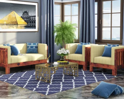 Fitbit Wooden Sofa Set 2+1+1 Seater 