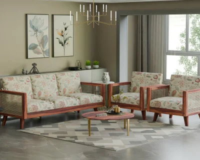 Crispella 3+1+1 Seater Wooden Sofa Set 