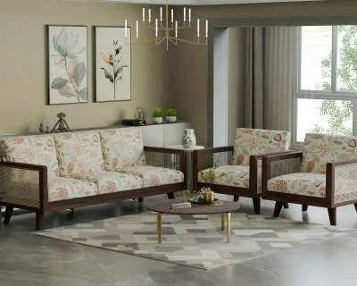 Crispella 3+1+1 Seater Wooden Sofa Set 