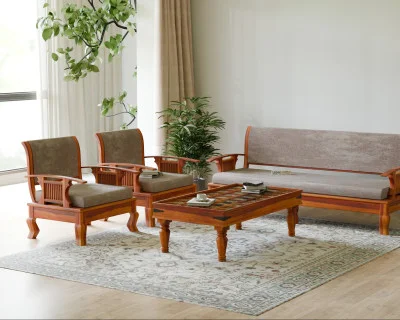 Eterna 3+1+1 Seater Wooden Sofa Set 