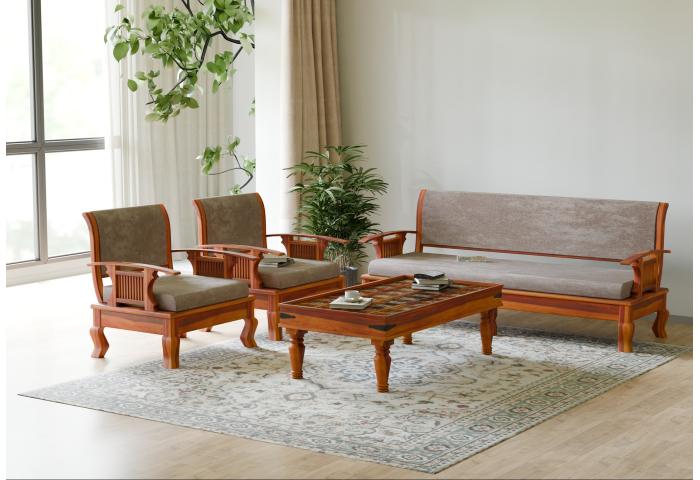 Eterna 3+1+1 Seater Wooden Sofa Set 