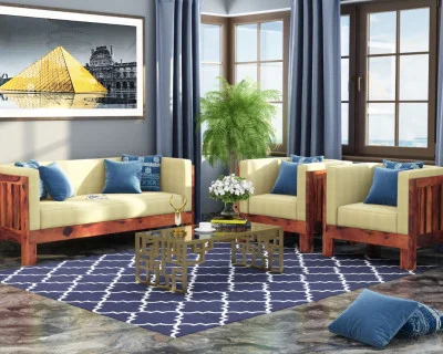 Fitbit Wooden Sofa Set 3+1+1 Seater 