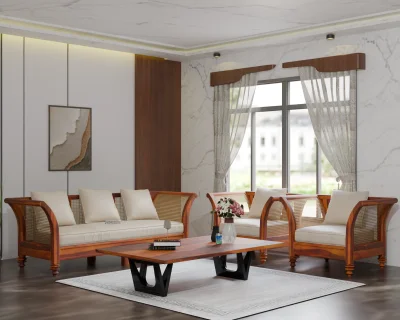 Arcadia 3+1+1 Seater Wooden Sofa Set 