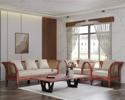 Arcadia 3+1+1 Seater Wooden Sofa Set 