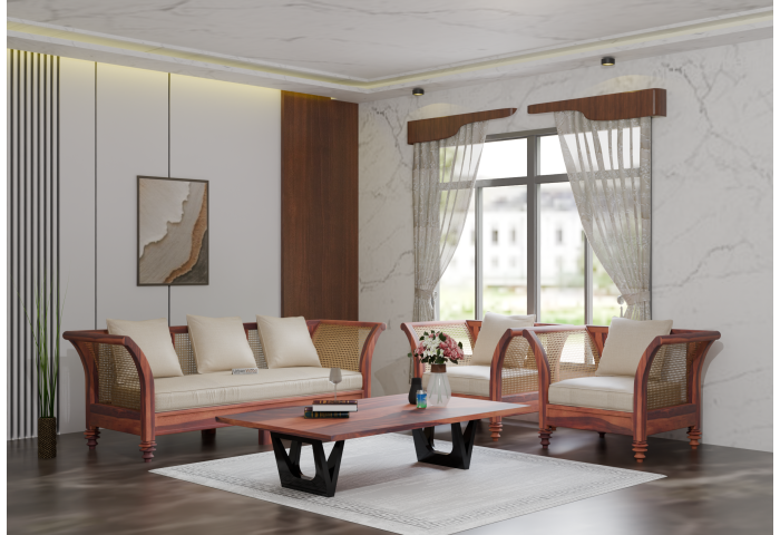 Arcadia 3+1+1 Seater Wooden Sofa Set 