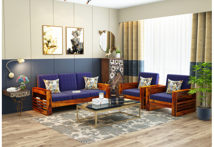 Modway Wooden Sofa Set 3+1+1 Seater 