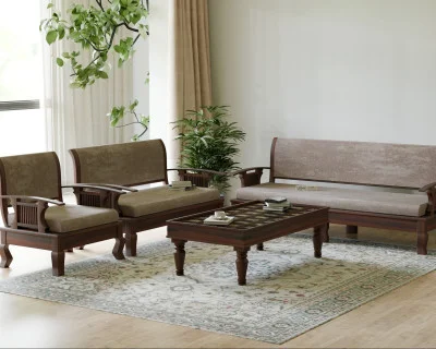 Eterna 3+2+1 Seater Wooden Sofa Set 