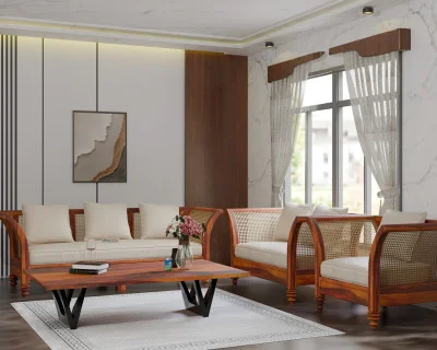 Arcadia 3+2+1 Seater Wooden Sofa Set 