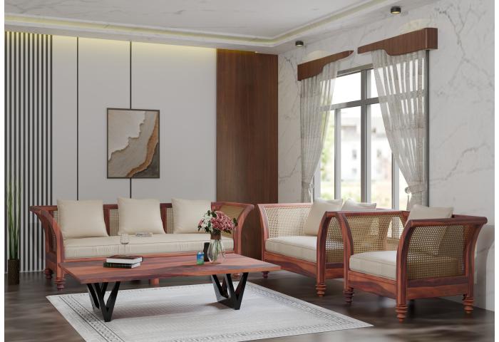 Arcadia 3+2+1 Seater Wooden Sofa Set 