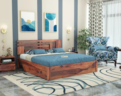 Berlin Wooden Bed With Drawer Storage 