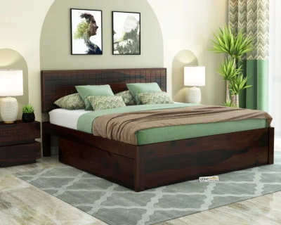Solic Wooden Bed With Drawer Storage 