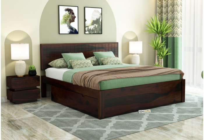 Solic Wooden Bed With Drawer Storage 