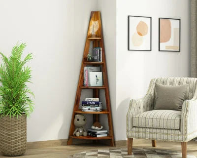 Naro Wooden Corner Bookshelf 