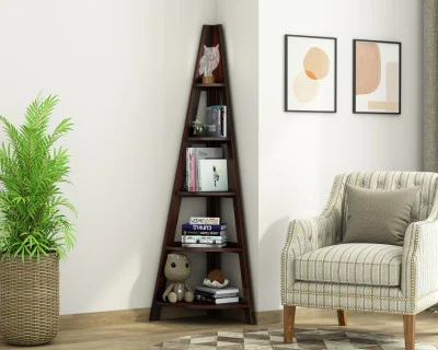 Naro Wooden Corner Bookshelf 