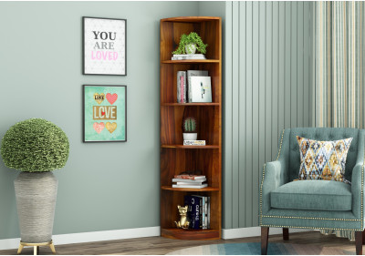 Rop Wooden Corner Bookshelf 