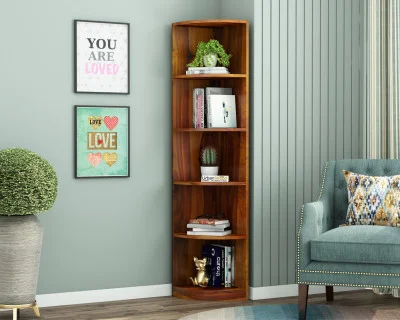 Rop Wooden Corner Bookshelf 