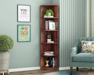 Rop Wooden Corner Bookshelf 