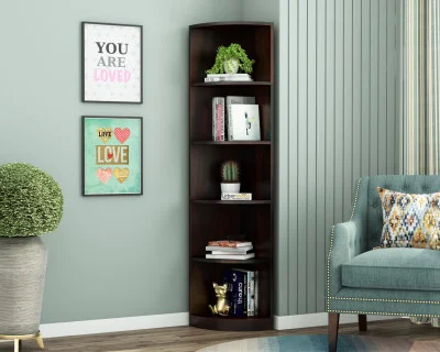 Rop Wooden Corner Bookshelf 