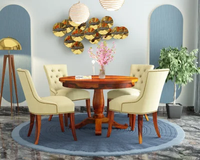 Knit 4-Seater Round Dining Table Set 