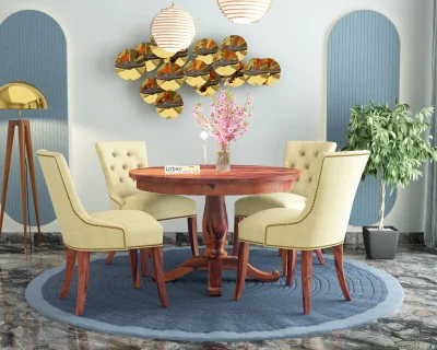 Knit 4-Seater Round Dining Table Set 