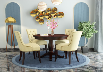 Knit 4-Seater Round Dining Table Set 