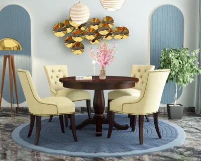 Knit 4-Seater Round Dining Table Set 