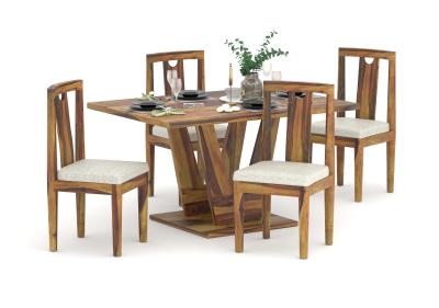 Elysian Wooden 4-Seater Dining Table Set 