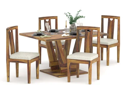 Elysian Wooden 4-Seater Dining Table Set 