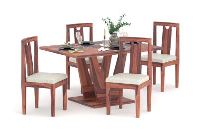 Elysian Wooden 4-Seater Dining Table Set 