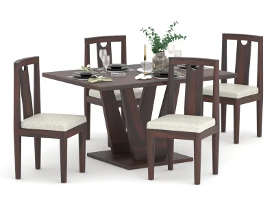 Elysian Wooden 4-Seater Dining Table Set 