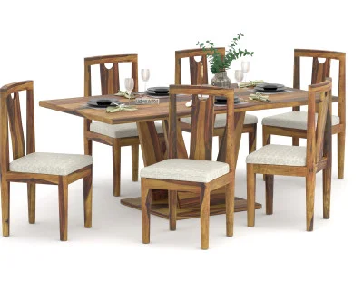 Elysian Wooden 6-Seater Dining Table Set 