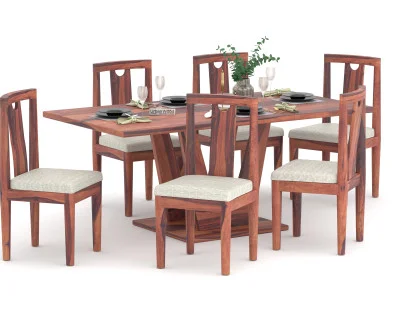 Elysian Wooden 6-Seater Dining Table Set 