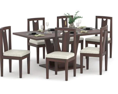Elysian Wooden 6-Seater Dining Table Set 