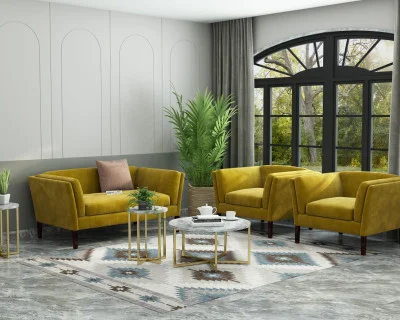 Crimson 2+1+1 Seater Fabric Sofa 