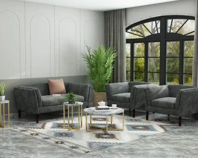 Crimson 2+1+1 Seater Fabric Sofa 