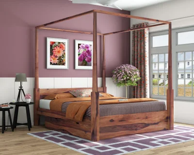 Victorian Poster Bed With Drawer Storage 