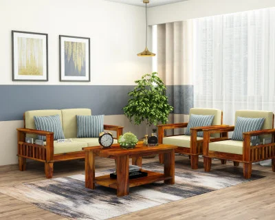 Freshlyn 2+1+1 Seater Wooden Sofa Set 