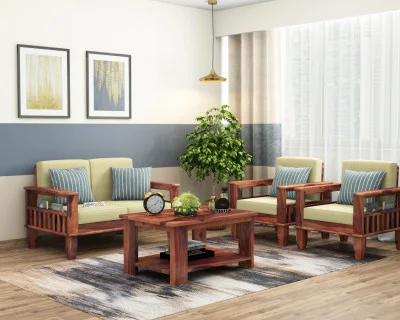 Freshlyn 2+1+1 Seater Wooden Sofa Set 