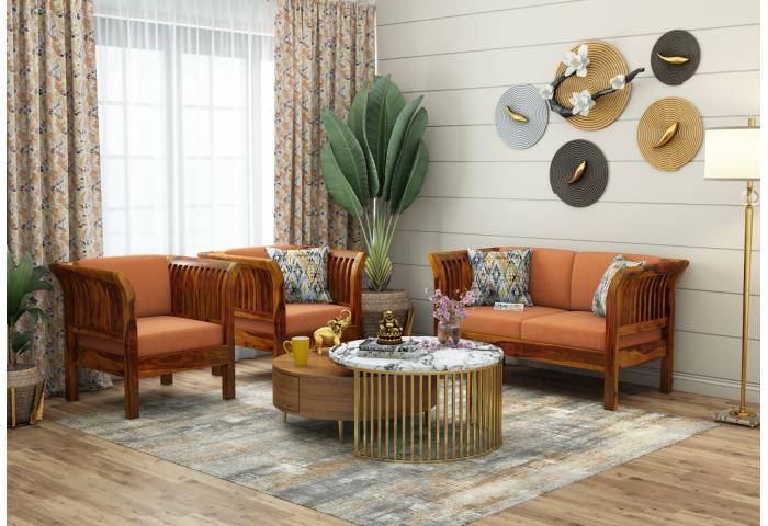 Crispin 2+1+1 Seater Wooden Sofa Set 