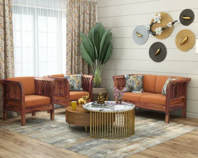 Crispin 2+1+1 Seater Wooden Sofa Set 