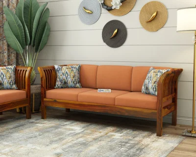 Crispin 3 Seater Wooden Sofa 