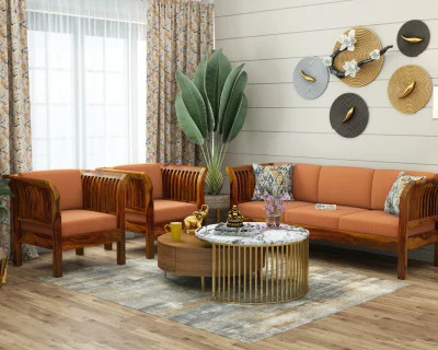 Crispin 3+1+1 Seater Wooden Sofa Set 