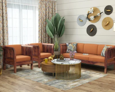Crispin 3+1+1 Seater Wooden Sofa Set 
