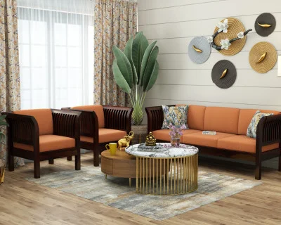 Crispin 3+1+1 Seater Wooden Sofa Set 