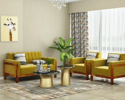 Ethan 2+1+1 Seater Wooden Sofa Set 